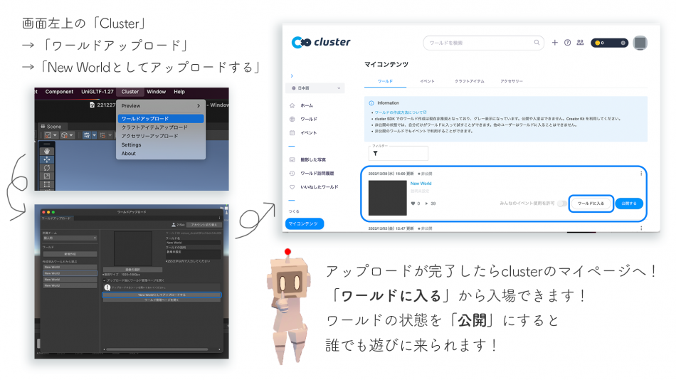 Cluster　アップロード方法