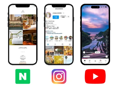 Naver Blog・Instagram・YouTubeで発信するスマートフォン画面